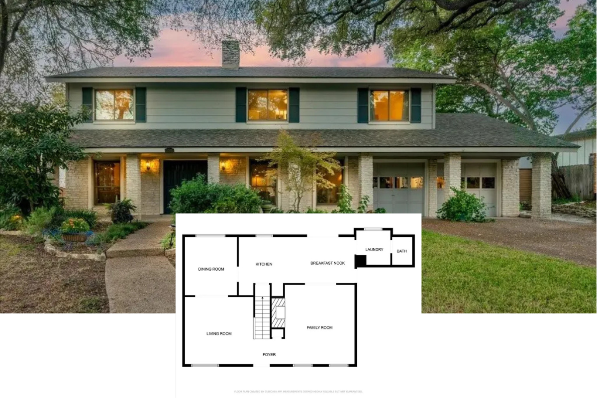 Mid-Century 4-Bedroom Colonial Home with Front Porch and Covered Patio (2,334 Sq. Ft. Floor Plan)