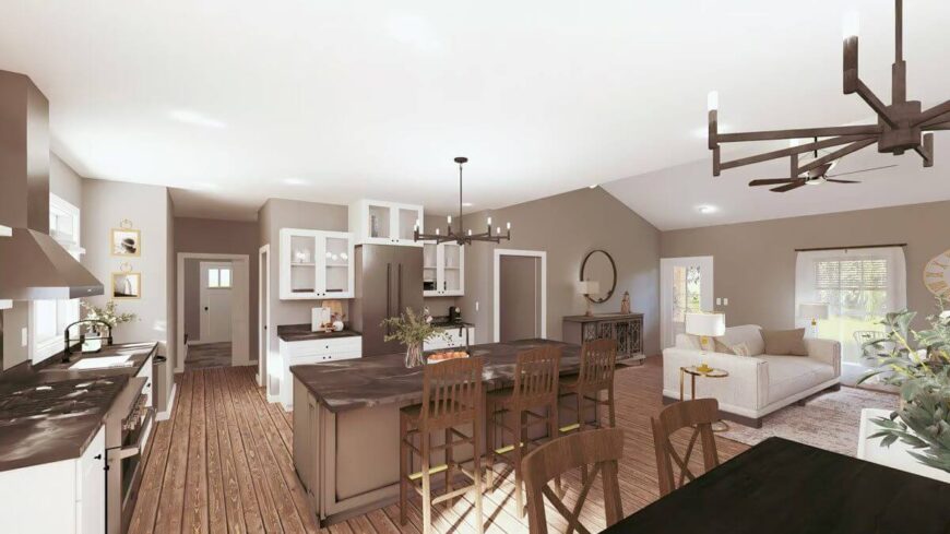 4-Bedroom Modern Farmhouse with Open Living Space and Rear Garage ...