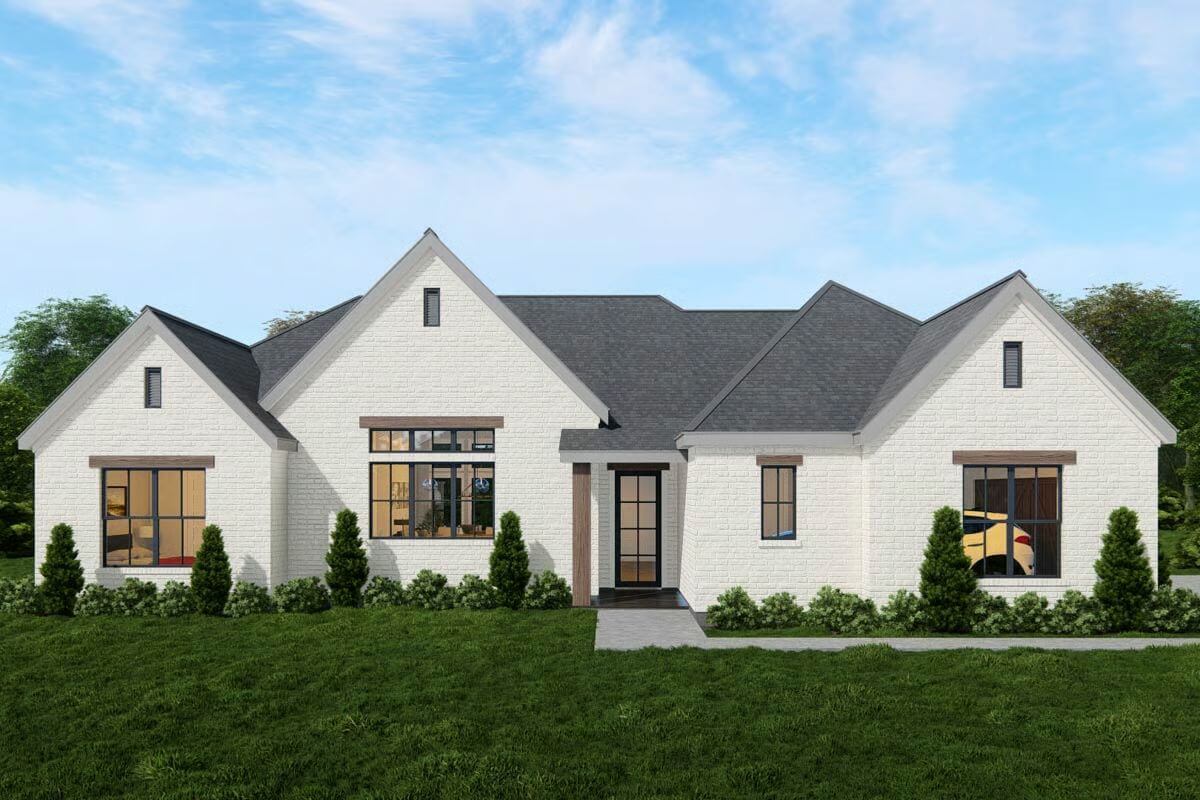 Transitional-Style 4-Bedroom Home for a Corner Lot with Open-Concept Living (Floor Plan)
