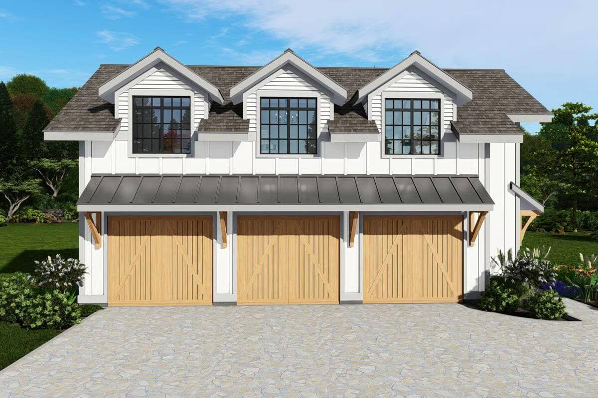 1-Bedroom New American Carriage Home with 3-Car Garage and Covered Patio (Floor Plan)