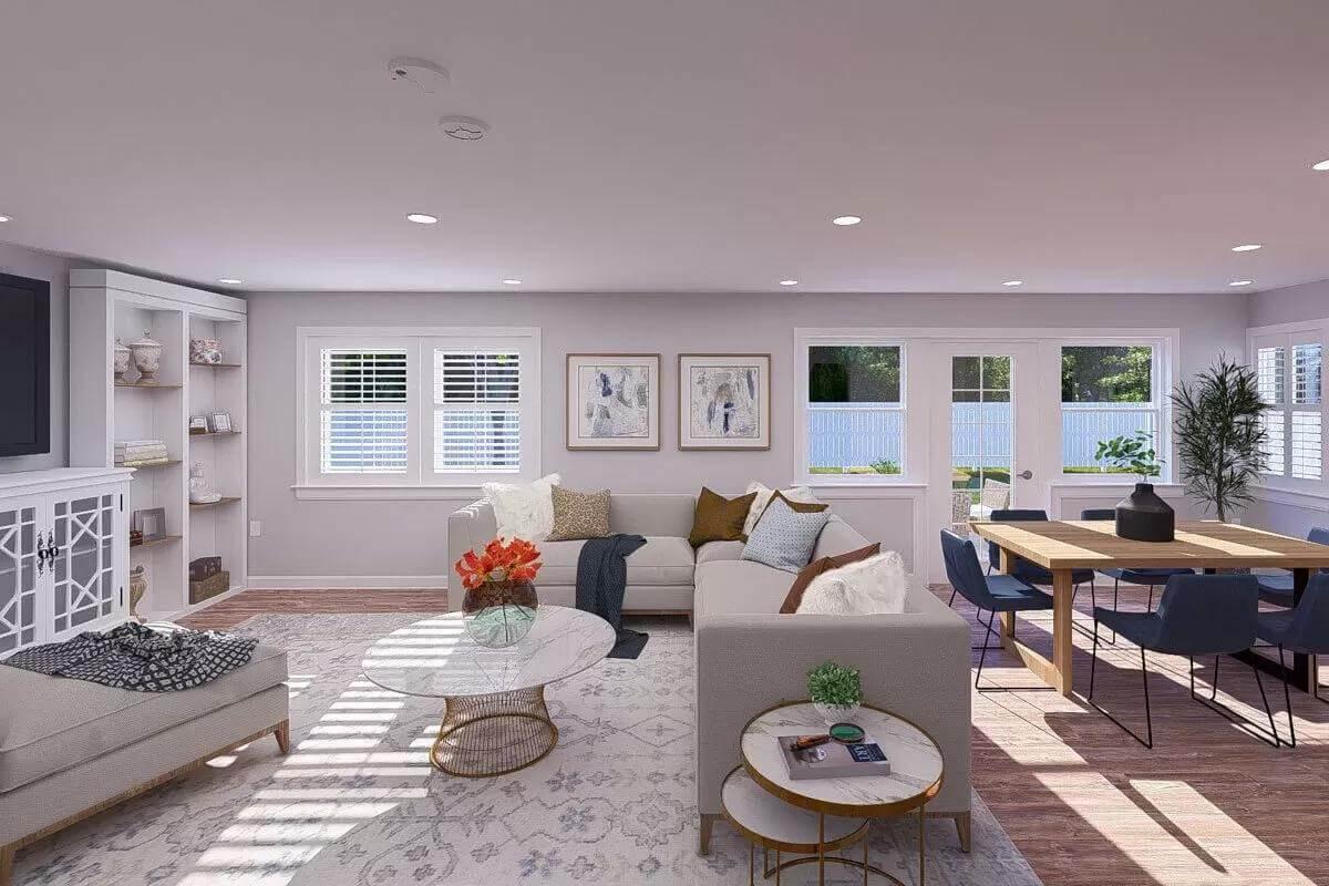 Cozy Modern Living-Dining Combo with Sunlit Elegance