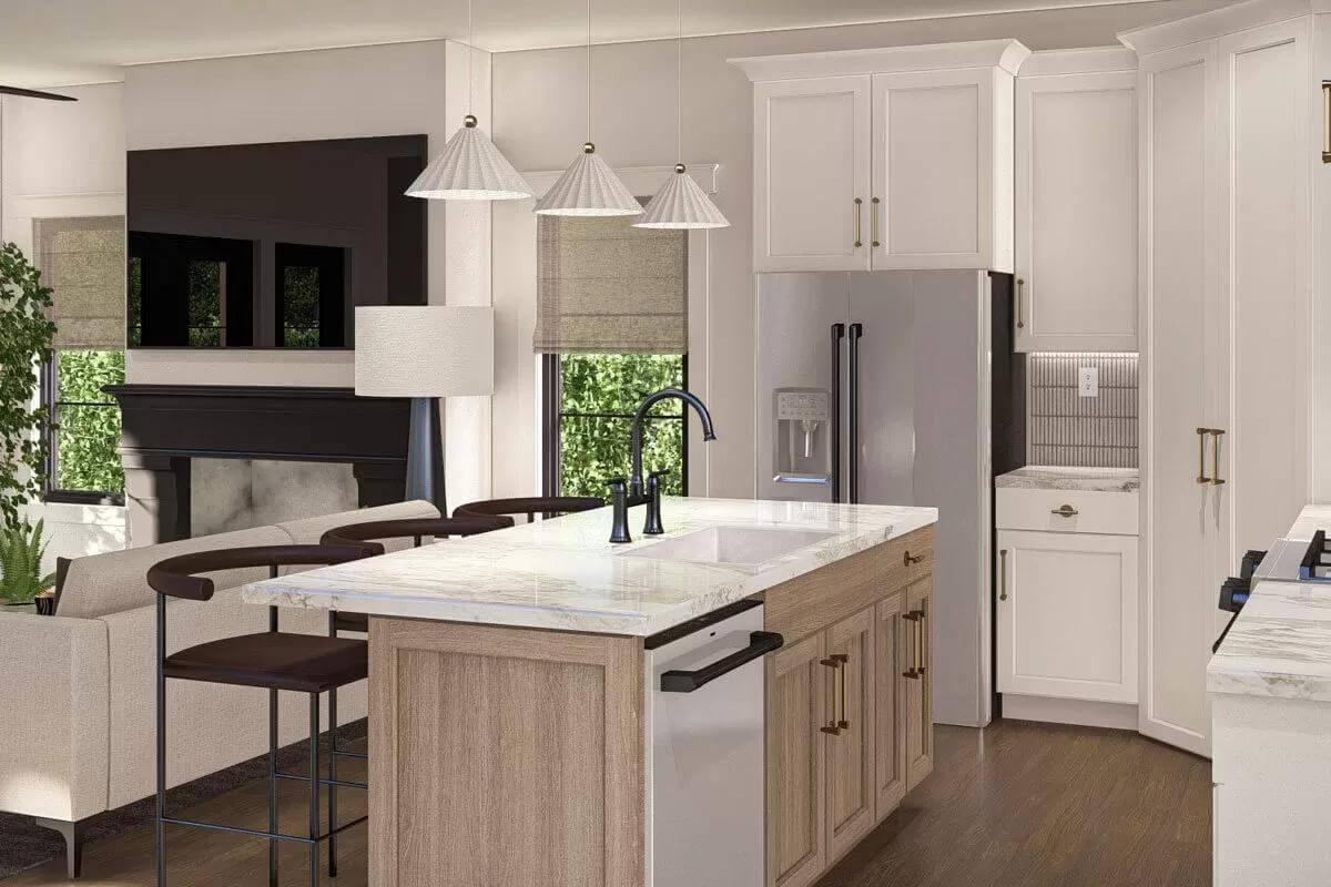 Notice the Handsome Island and Chic Pendant Lighting in This Kitchen