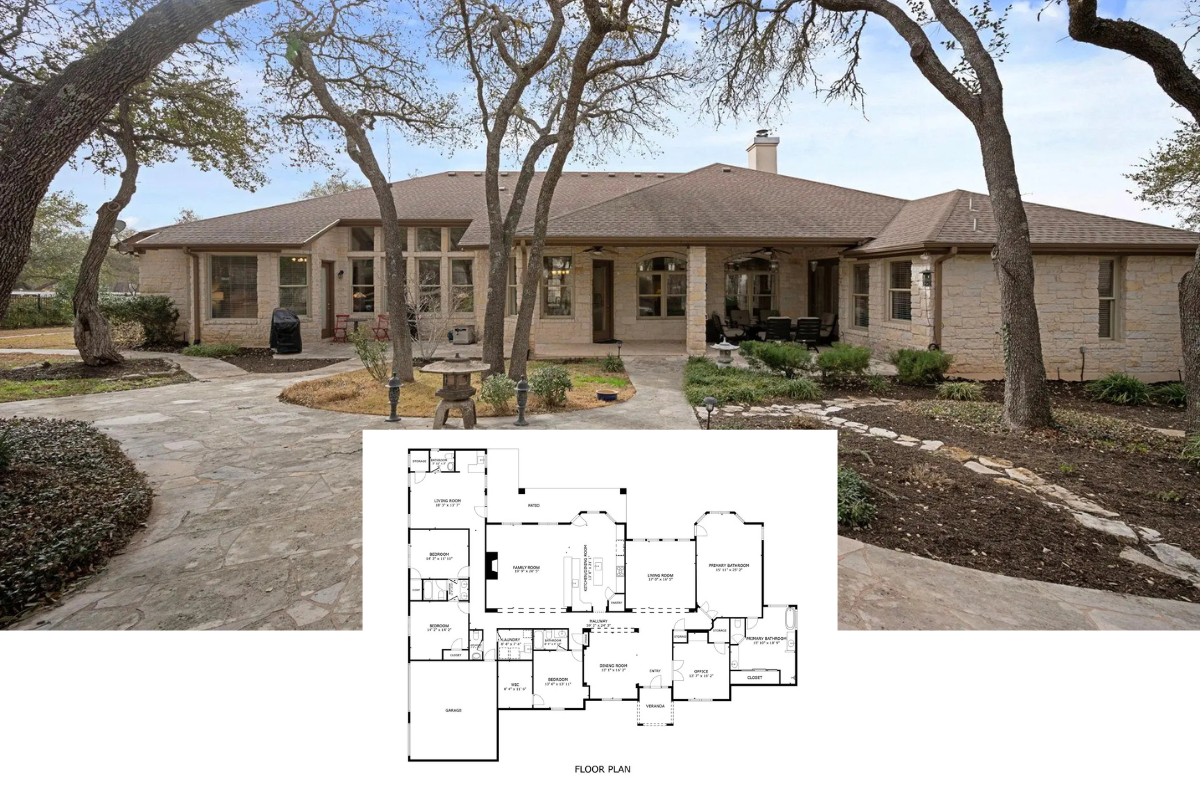 Ranch-Style 4-Bedroom Texas Hill Country Home with 2-Car Side-Entry Garage and Covered Patio (4,204 Sq. Ft. Floor Plan)