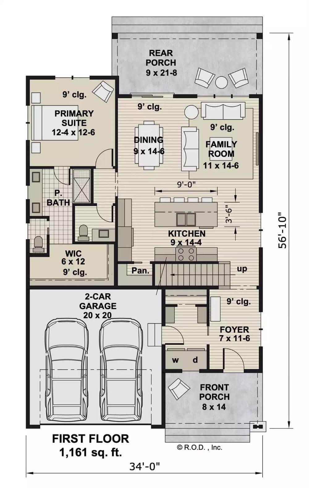 Explore This Cleverly Organized Craftsman Floor Plan with Open-Concept Living Space