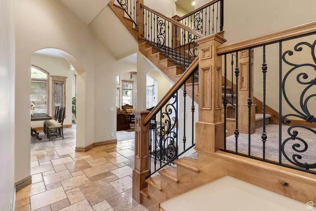 Notice the Ironwork Detailing on This Craftsman Staircase
