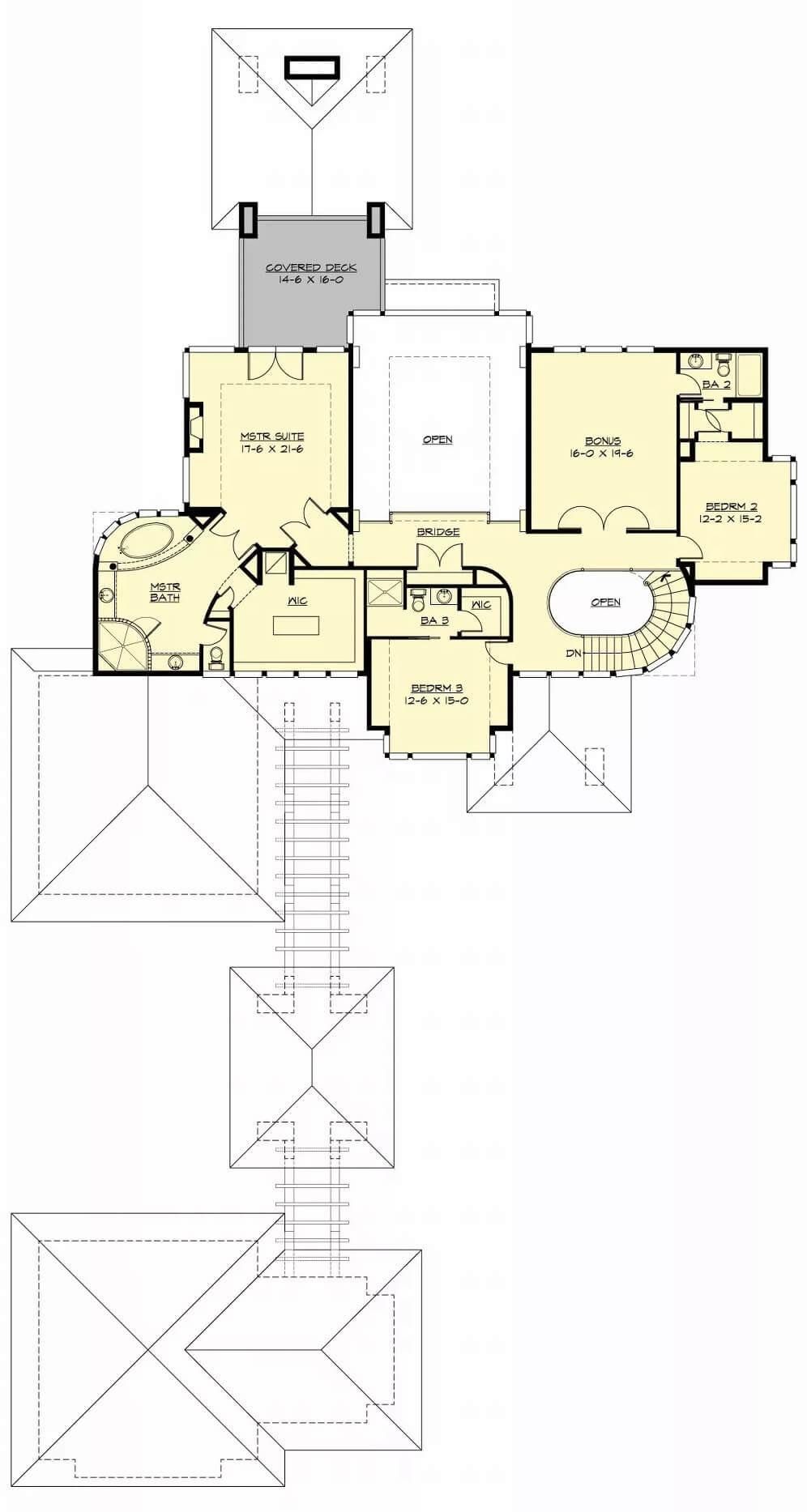 Upper Level Layout with Open Spaces and a Cozy Covered Deck