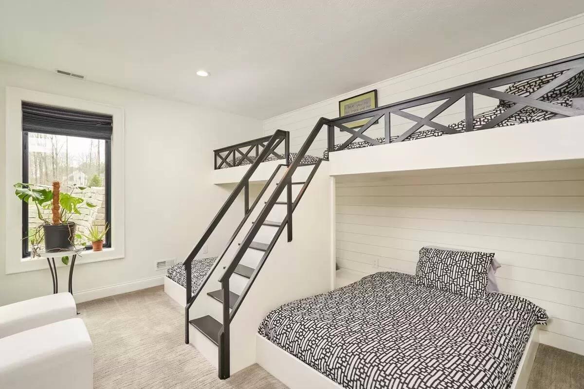 Explore This Unique Loft-Style Bunk Room with Modern Lines