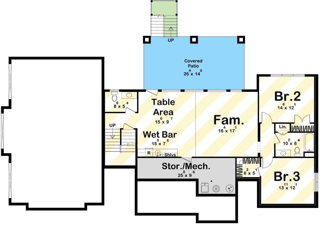 Craftsman Lower Level with Wet Bar and Covered Patio