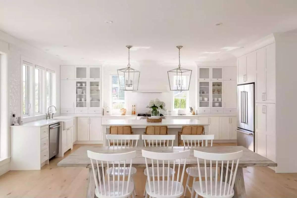 Take a Look at the Farmhouse Elegance with Rustic Dining in This Kitchen