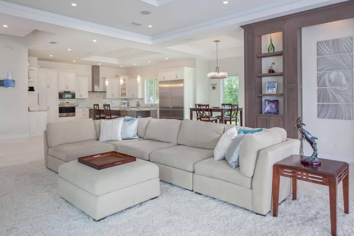 Spacious Living Area with Thoughtful Built-In Shelving