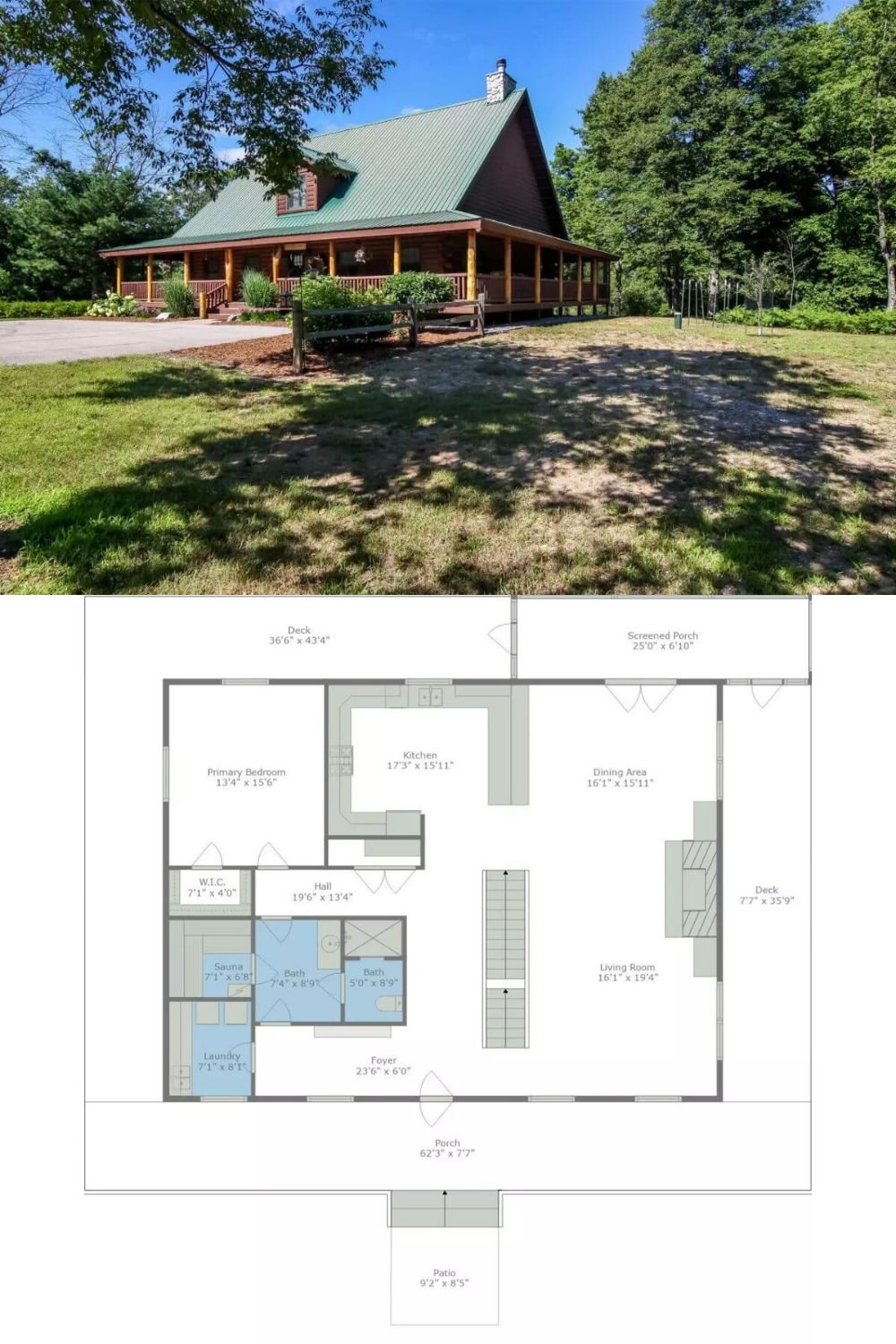 Cabin-Style 3-Bedroom Home with Wraparound Porch and Walkout Basement (3,998 Sq. Ft. Floor Plan)