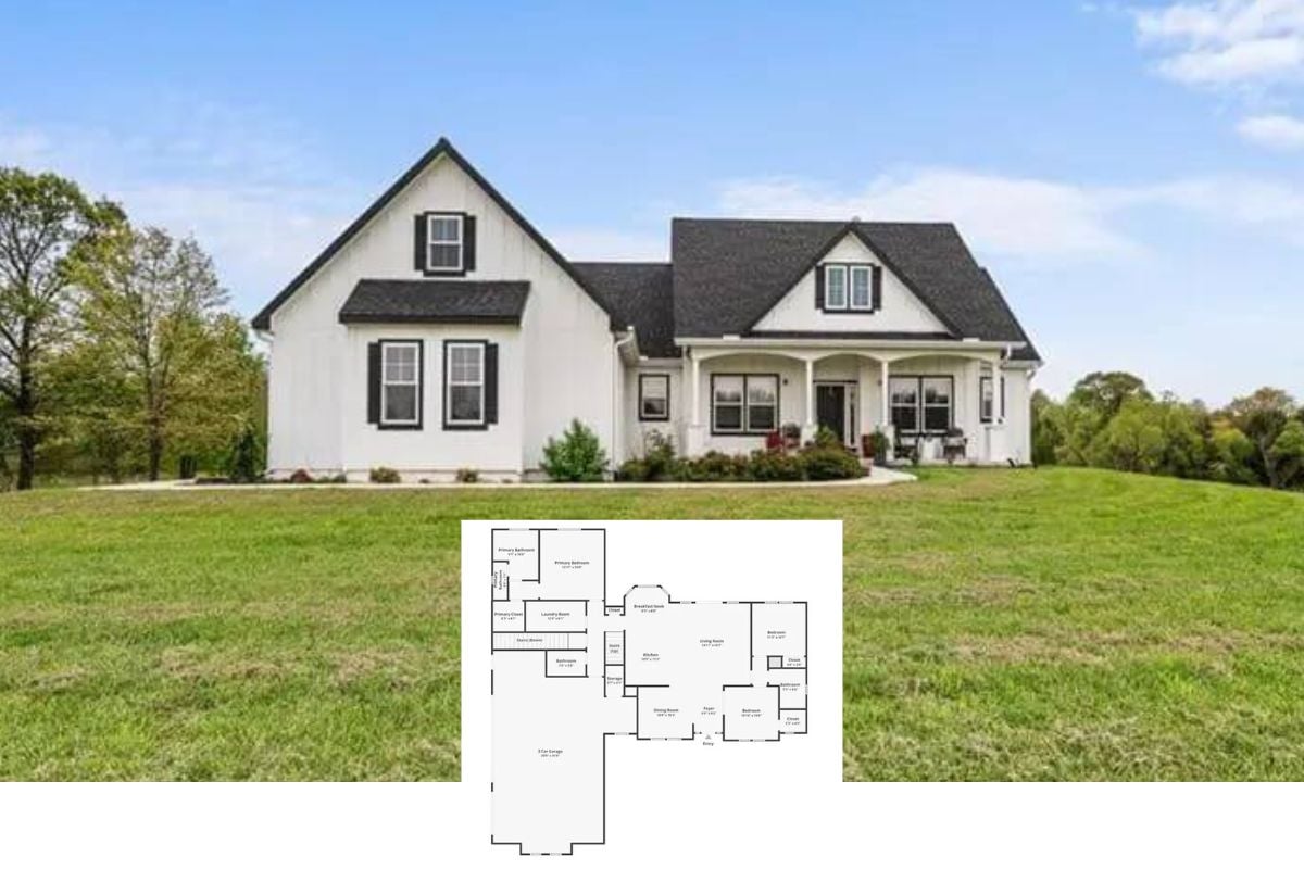 3-Bedroom Traditional Farmhouse with Loft and 3-Car Garage (1,878 Sq. Ft. Floor Plan)