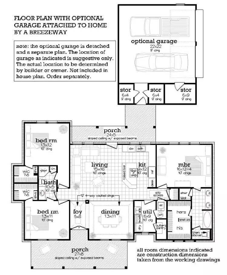 Floor Plan Highlighting Optional Garage and Efficient Layout