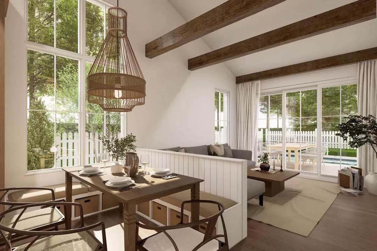 Sunlit Dining Nook with a View and Natural Accents