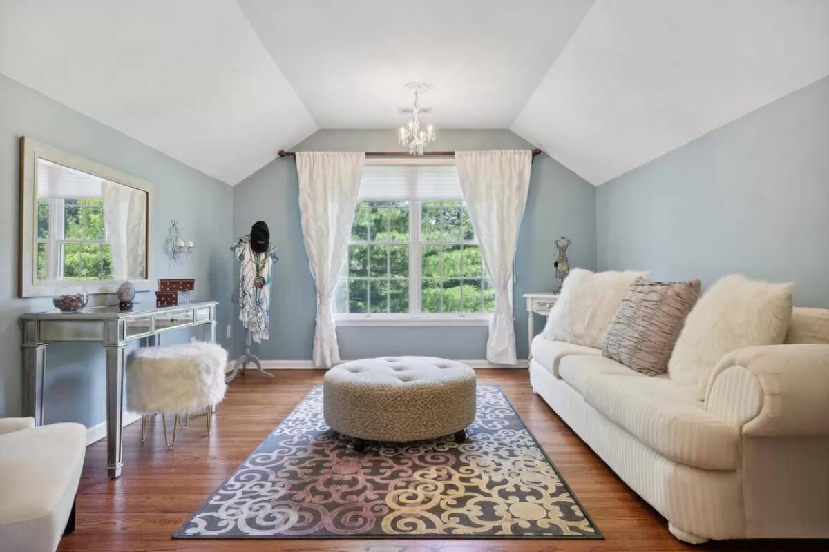 Chic Sitting Room with Soft Tones and Luxe Details