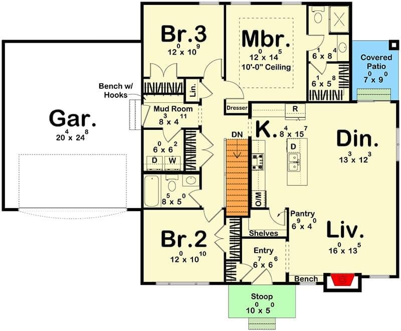Explore the Practical Layout of This Craftsman Main Floor