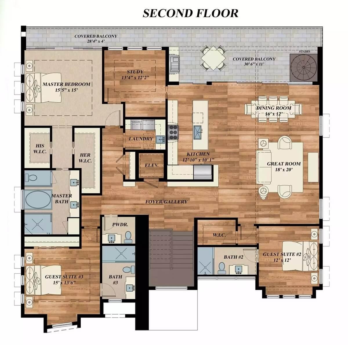 Explore the Expansive Second Floor with Multiple Suites and a Balcony