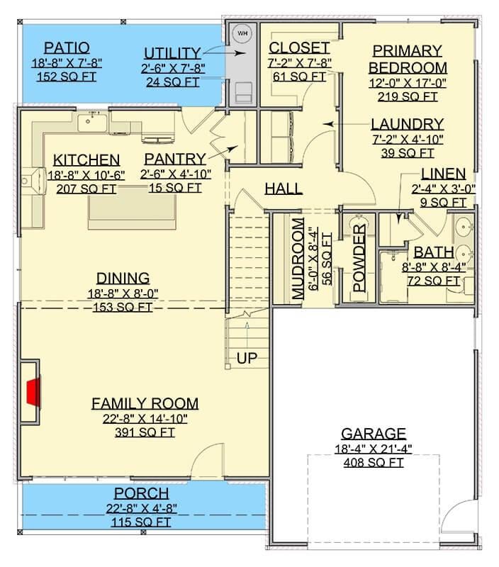 A Practical Main Floor Layout Anchored by a Spacious Family Room