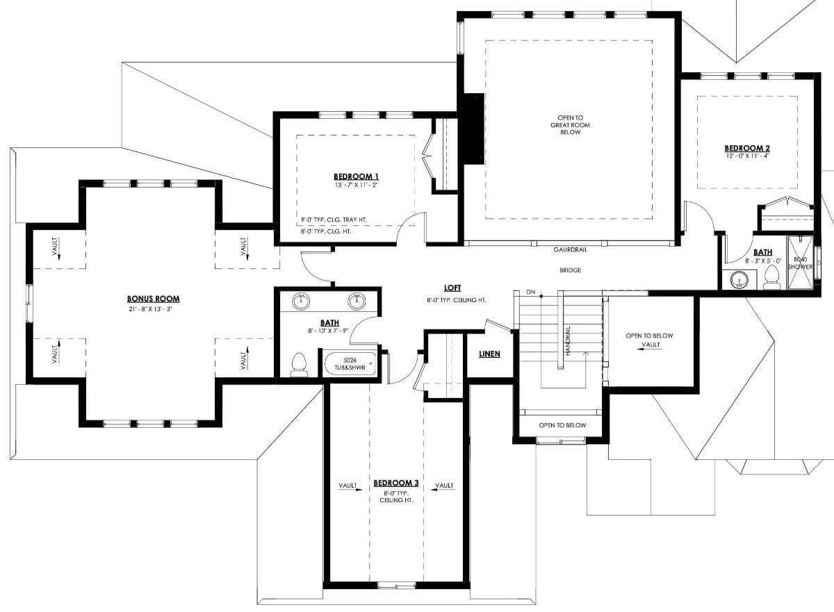 Versatile Upper Level with Bonus Room and Vaulted Details
