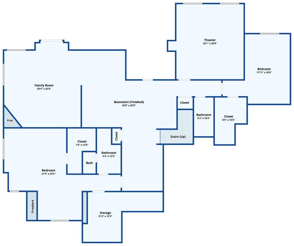 Explore This Spacious Basement Layout with Family Room and Theater
