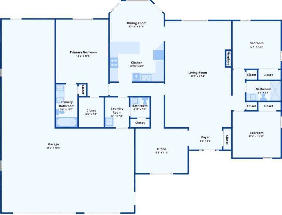 Ranch-Style Floor Plan with Spacious Living Areas