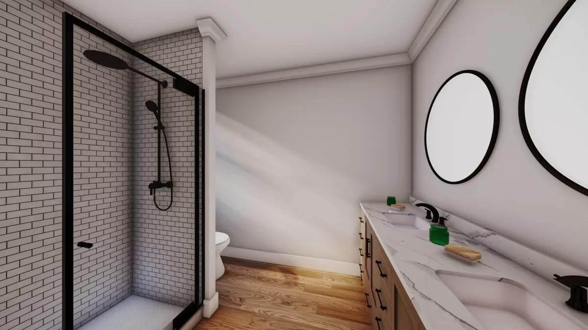 Modern Craftsman Bathroom with Elegant Dual Vanity