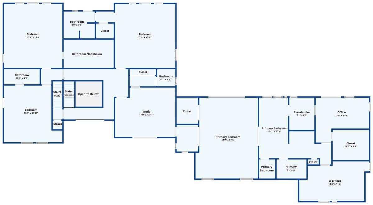 Balanced Upstairs Layout with Home Office and Traditional Study