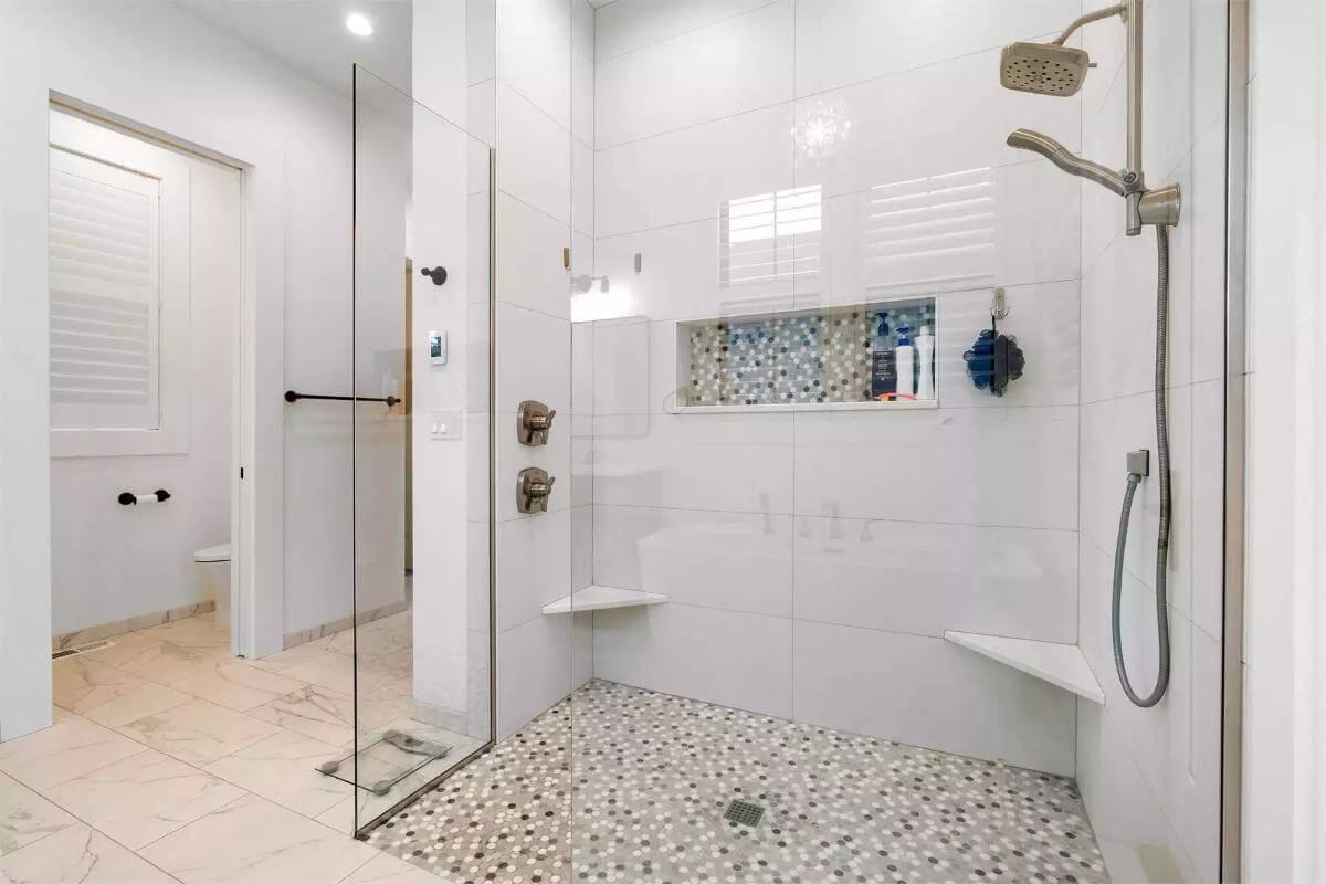 Step Into This Sleek Shower Space with Mosaic Accents