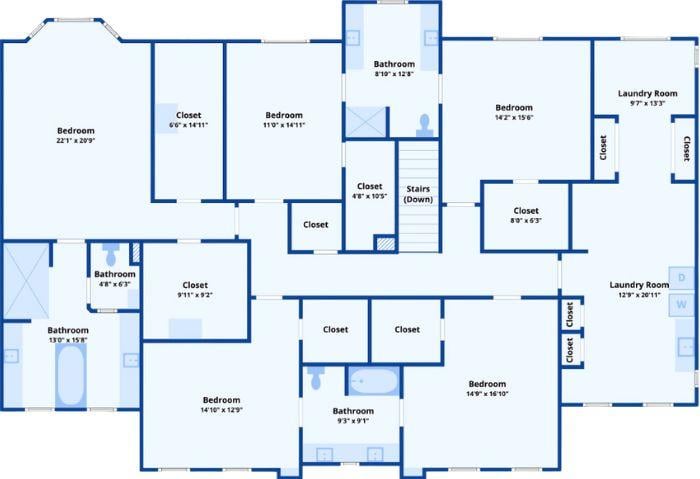 Thoughtful Upper Floor Design with Multiple Bedrooms and Dual Laundry Rooms