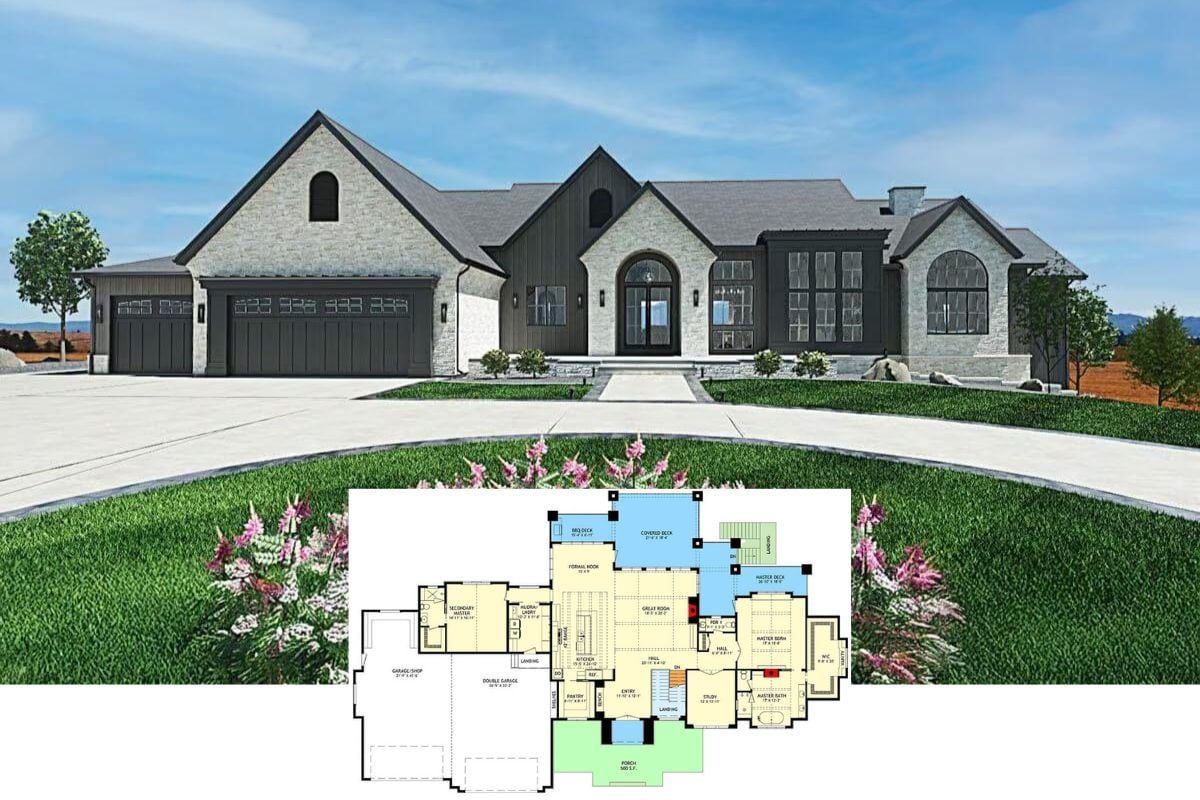 4-Bedroom Transitional Home with Wet Bar and Flex Room (Floor Plan)