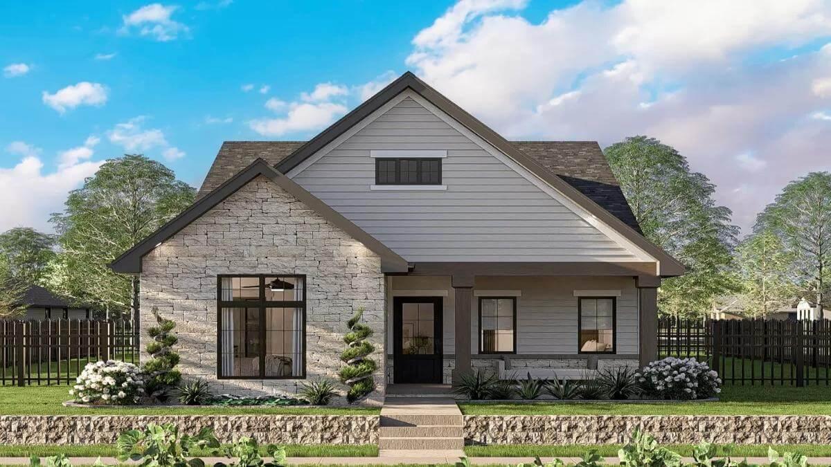 Charming Craftsman Facade with Stone Highlights