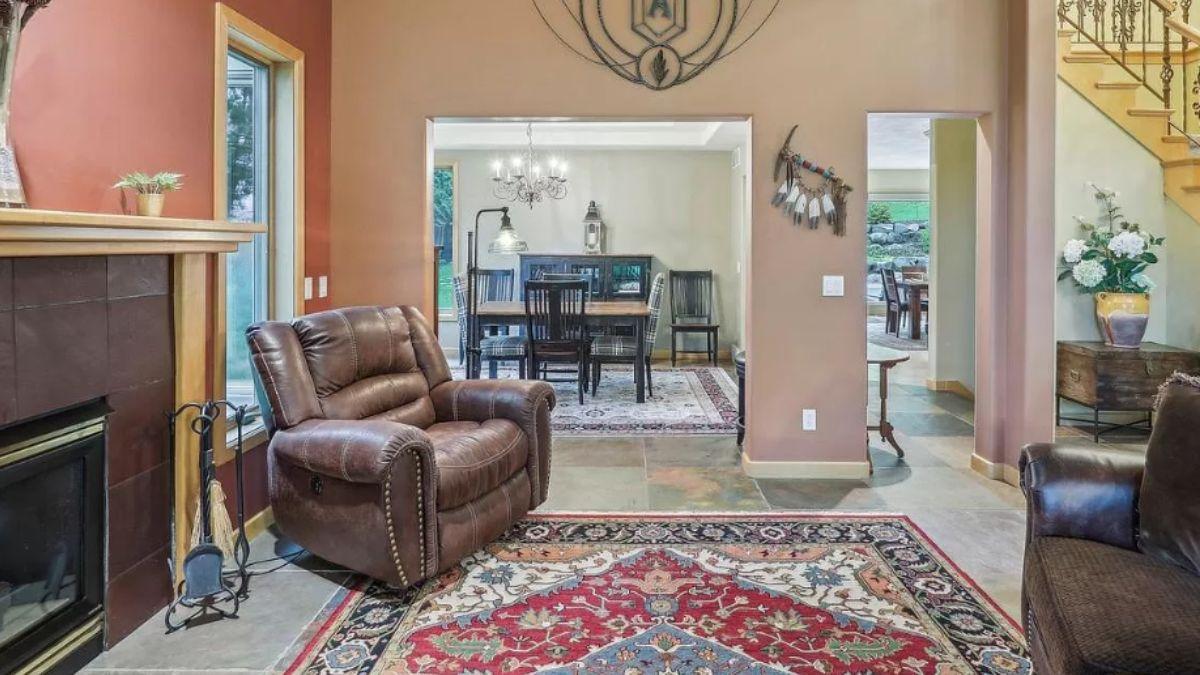 Step Into This Cozy Craftsman Living Room with an Eye-Catching Fireplace
