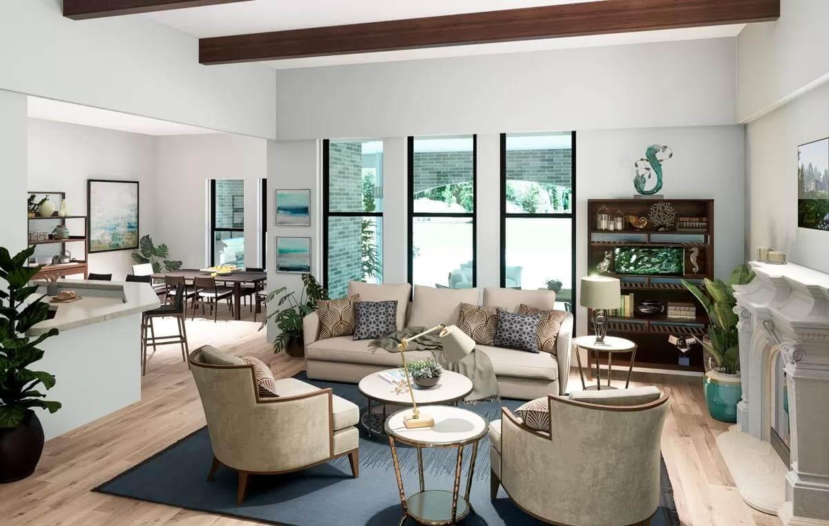 Look At the Inviting Living Room with Bold Dark Window Frames