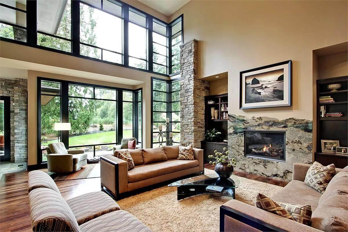 Wow, Look at the Soaring Windows in This Craftsman Living Room