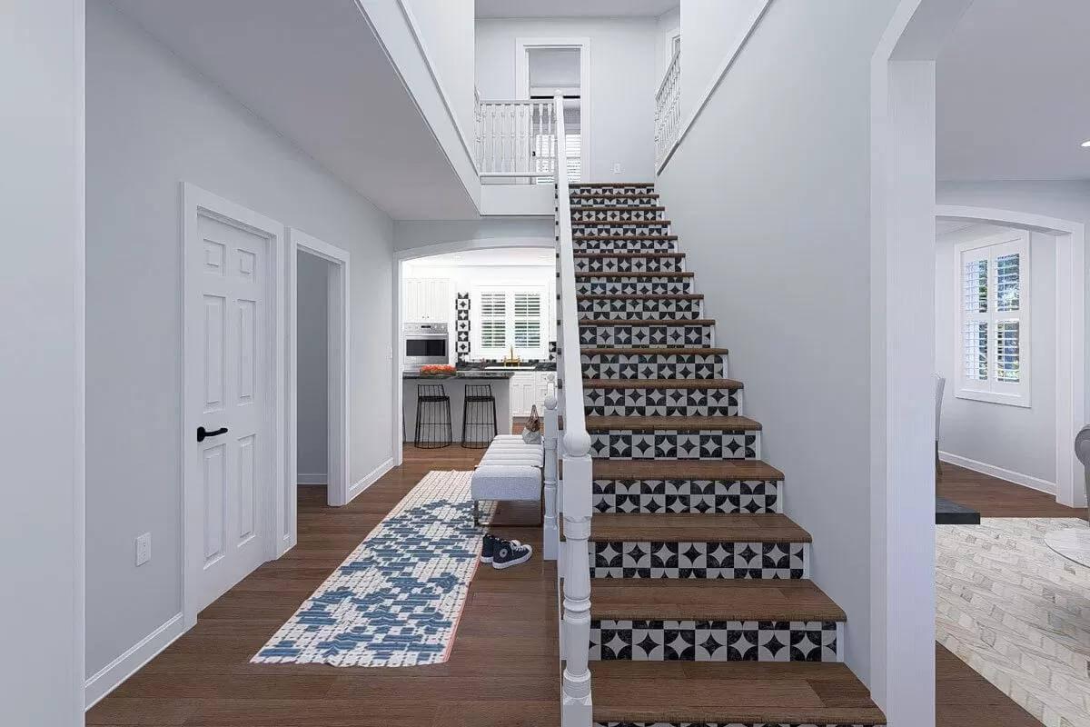 Stylish Staircase with Eye-Catching Tile Detail