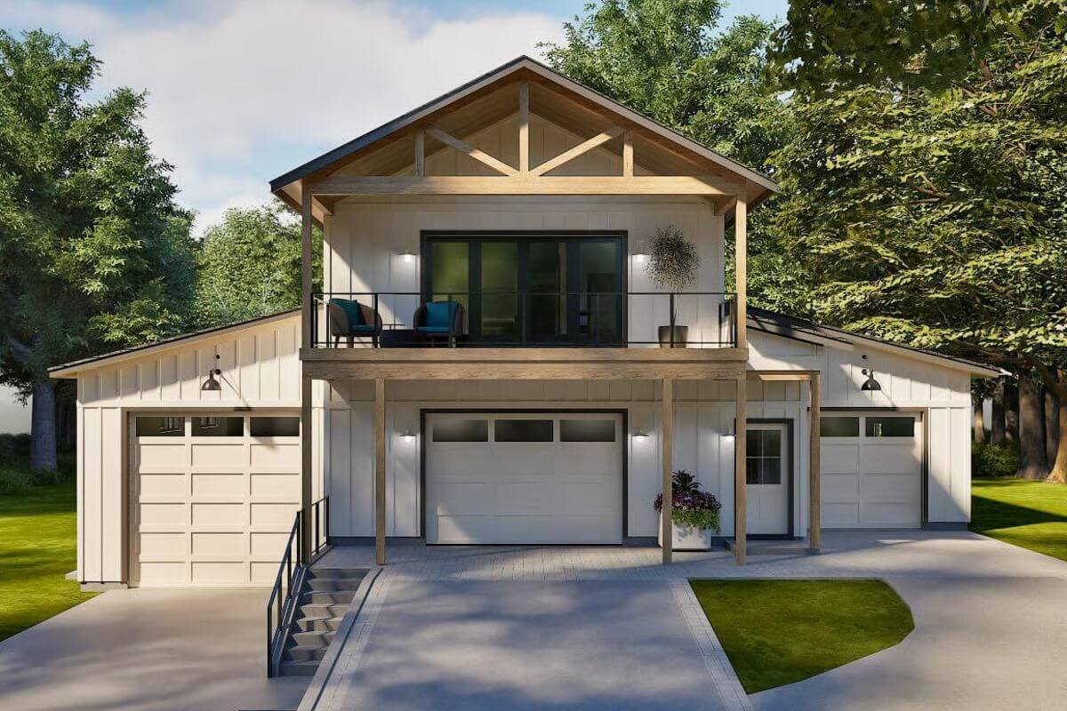 Carriage-Style 2-Bedroom Home with RV Garage and Open-Concept Living (Floor Plan)