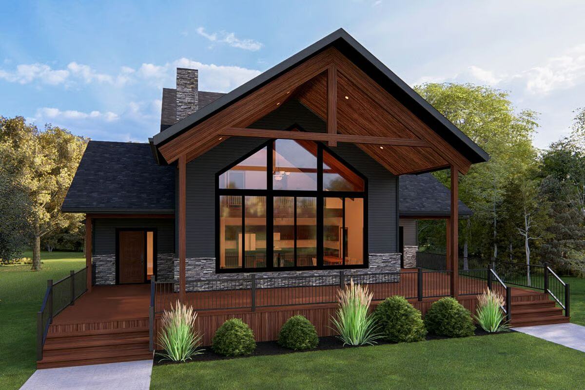 Cabin-Style 2-Bedroom Home with Loft and Wraparound Deck (Floor Plan)