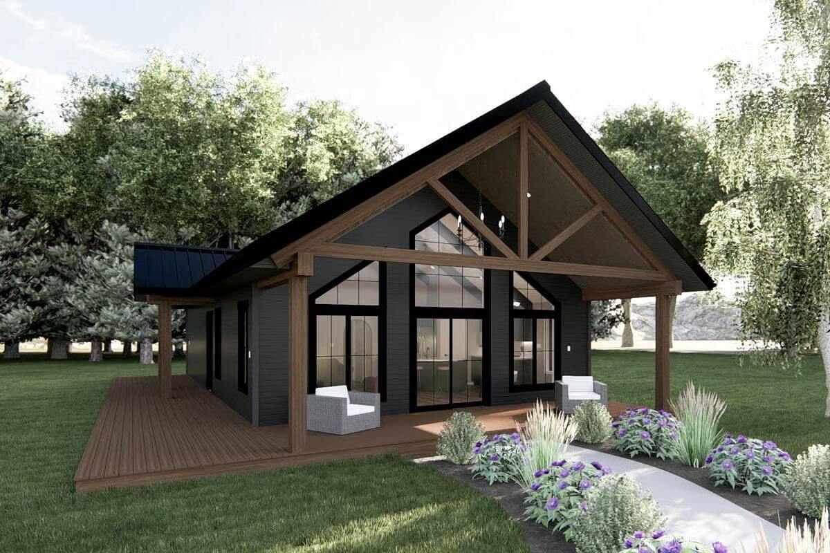 Mountain-Style 3-Bedroom Craftsman Home with Entry Deck and Open-Concept Living (Floor Plan)