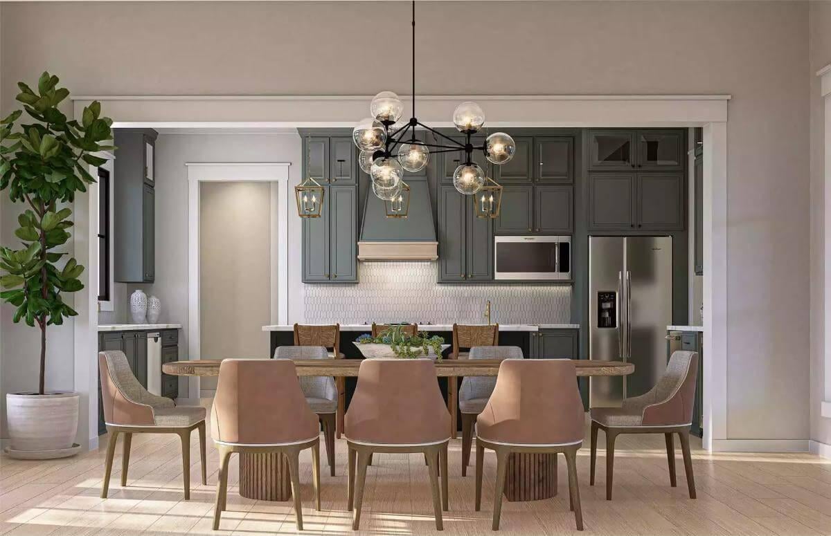 Look at the Statement Lighting Over This Modern Craftsman Kitchen