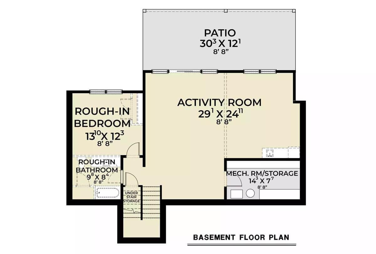 Discover This Versatile Basement Layout with Activity Room and Future Bedroom