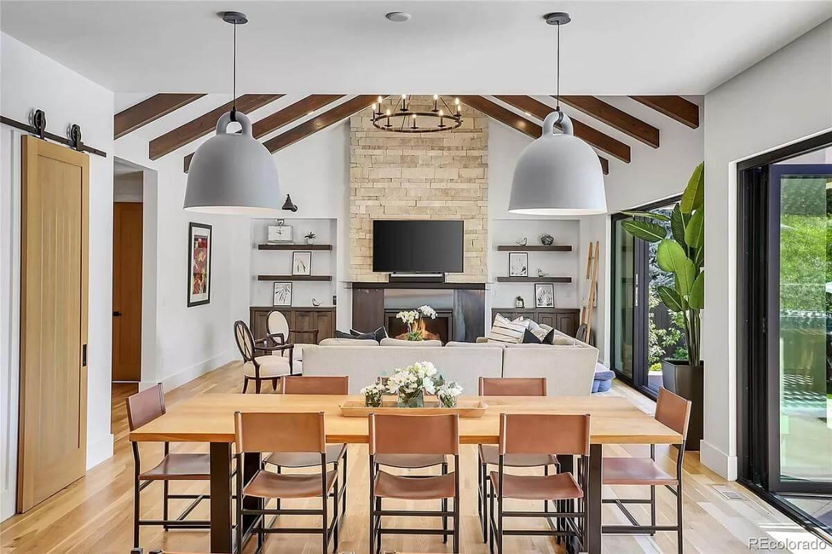 Wow, Look at the Vaulted Ceilings with Exposed Beams in This Living Space