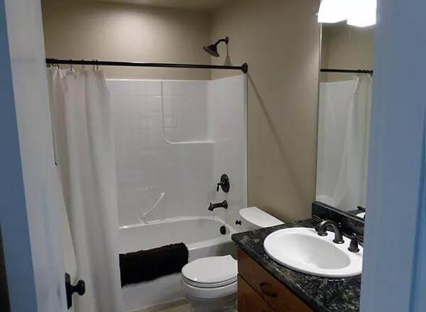Compact Craftsman Bathroom with Classic Contrasts