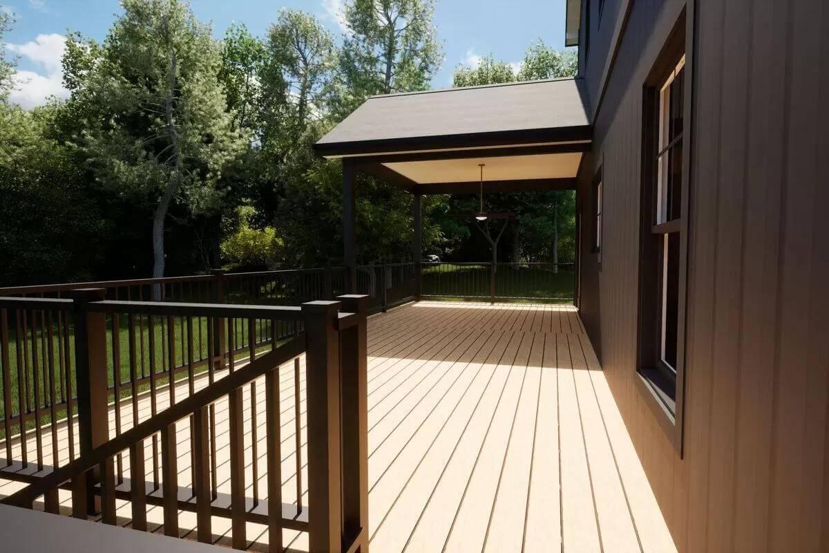 Expansive Covered Deck with Woodland Views