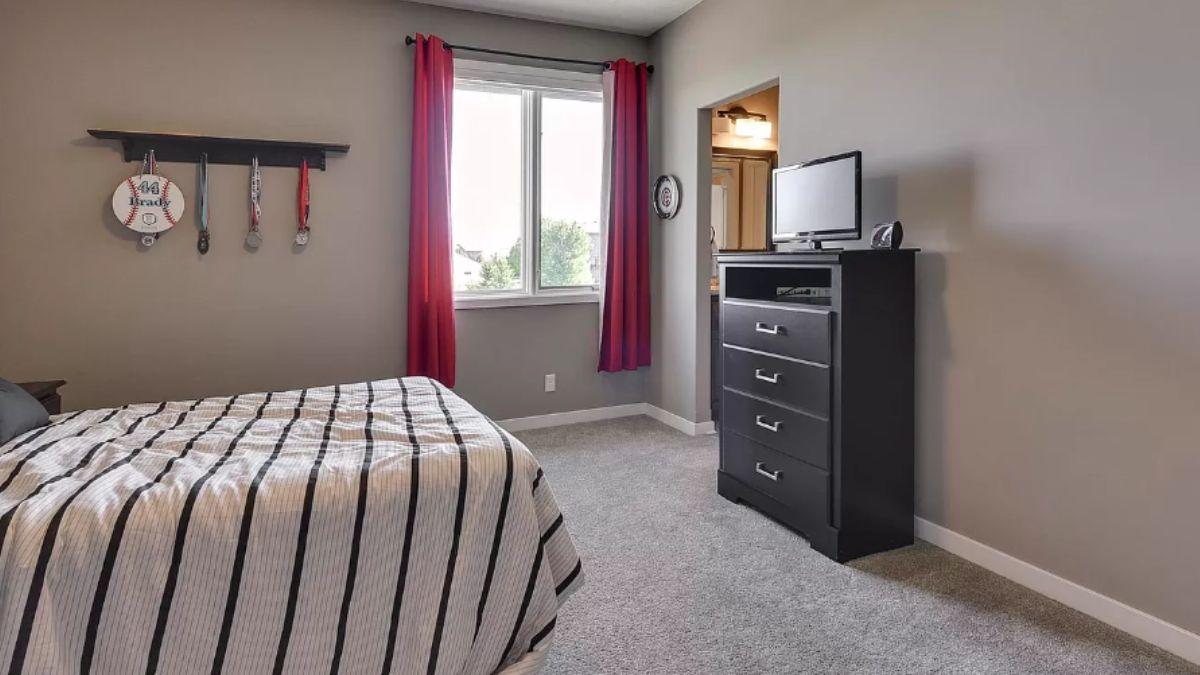 Cozy Bedroom with Bold Curtain Accents