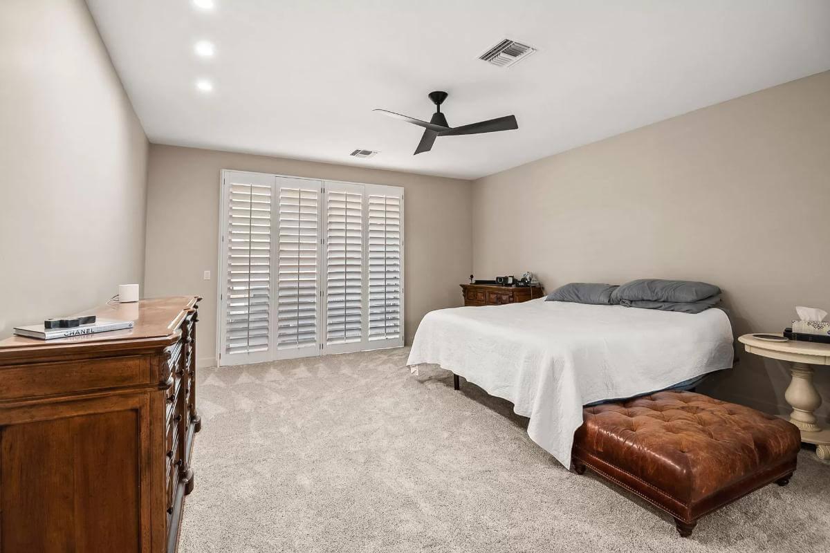 Step Inside This Serene Bedroom with Plantation Shutters