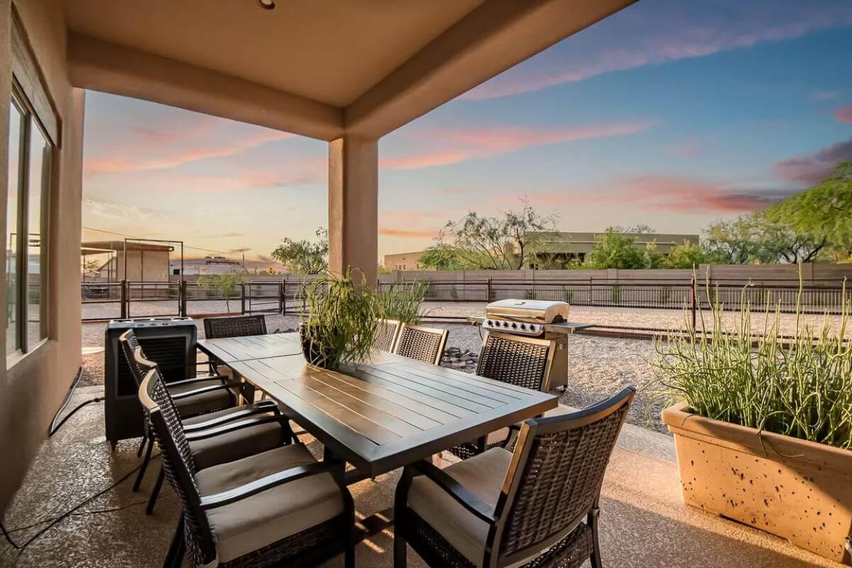 Unwind on This Patio with Panoramic Sunset Views