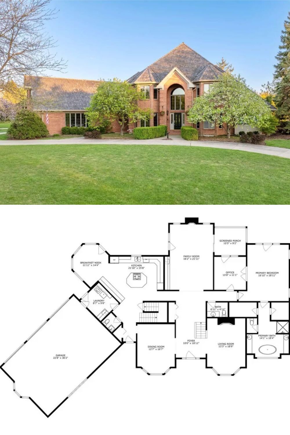 Traditional 5-Bedroom Brick Home with Balcony, Bonus Room, and Angled Garage (4,336 Sq. Ft. Floor Plan)