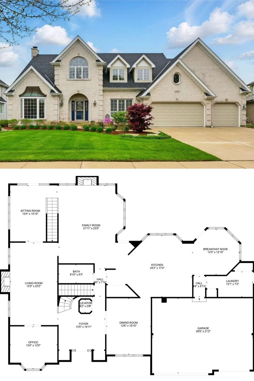 Traditional-Style 5-Bedroom Home with Elevator and Bonus Room (5,256 Sq. Ft. Floor Plan)