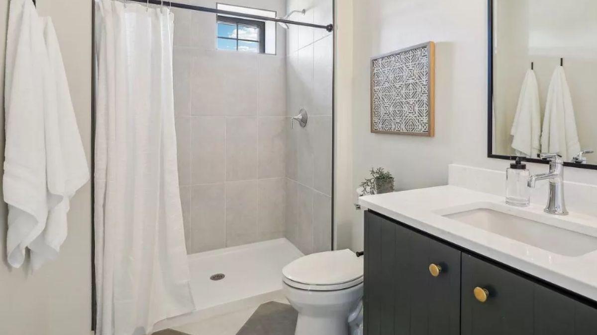 Embrace Simplicity in This Sleek Black-Accented Bathroom