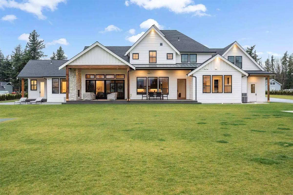 Expansive Backyard View of a Modern Craftsman Home